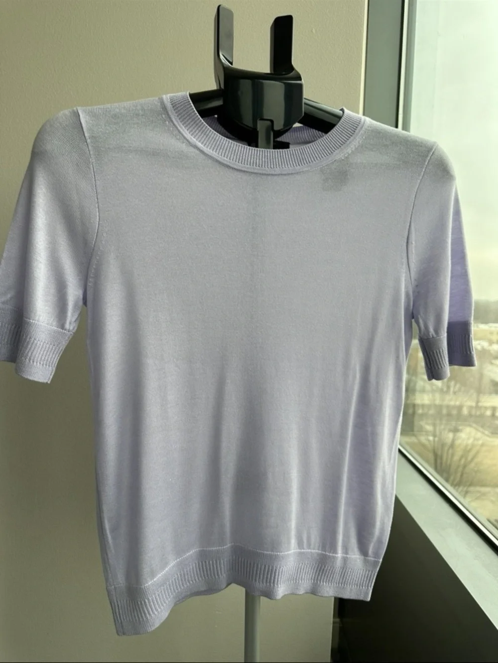 J. Crew Silk Blend, Light Lavender, Short Sleeve Knit Top